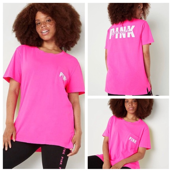 VICTORIAS SECRET PINK CAMPUS PINK SCOOPNECK PINK NATION